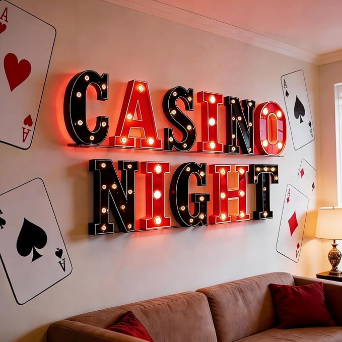11 Pcs Casino Night Large LED Letter Sign LED Lights Battery Powered