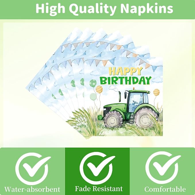 Tractor 2nd Birthday Decorations Supplies 96PCS Tractor Party Plates