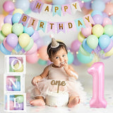 First Birthday Decorations for Girl 40 Inch Pink Number 1 Balloons