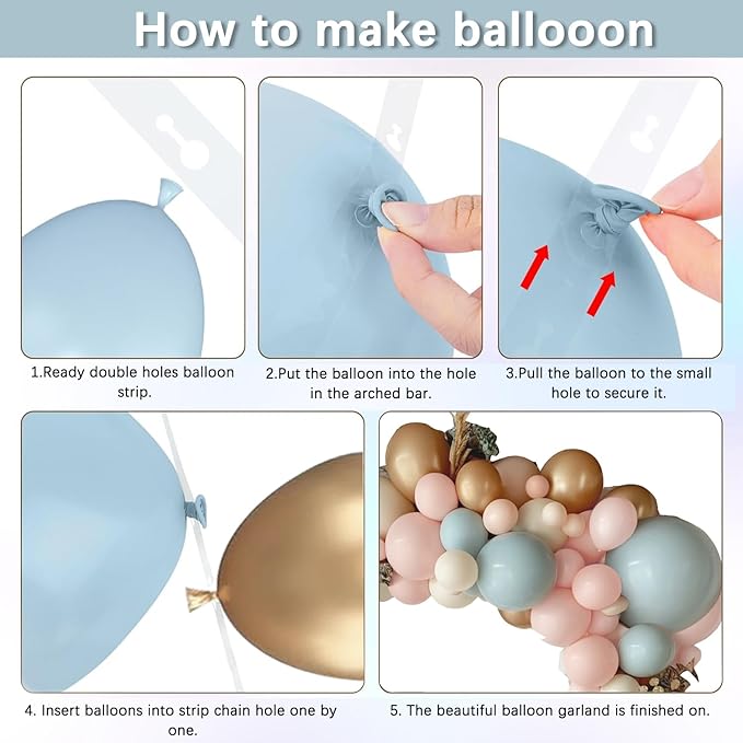 Gender Reveal Balloon Arch Kit 144PCS Dusty Pink and Blue Balloons