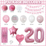 20th Birthday Decorations for Girls Pink Number 20 Balloon Bow