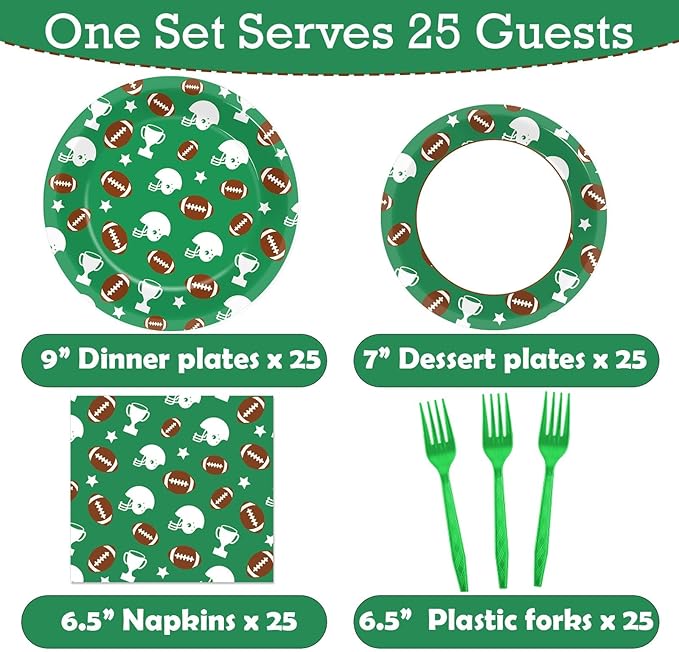 100 Pcs Football Tableware Set Football Themed Party Supplies for