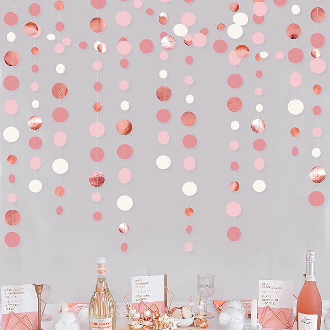 Rose Gold Party Decorations Dusty Pink Circle Dots Garland Blush