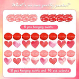 Red Pink Heart Hanging Swirl Decorations, Foil Ceiling Hanging Whirls