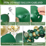 Amandir 153pcs Green and Gold Balloon Garland Arch Kit, Different