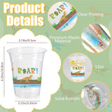 100 Pcs Dinosaur Cups 12oz Dinosaur Plastic Clear Disposable