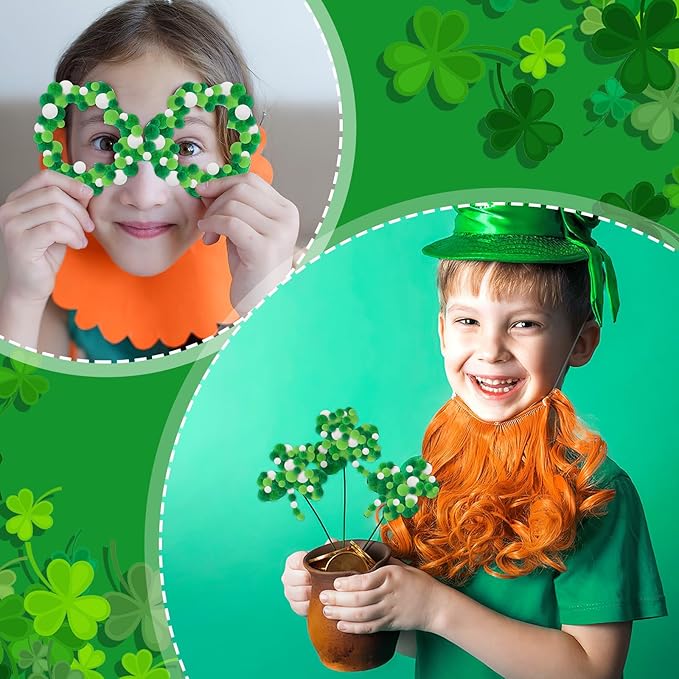 St Patrick's Day Pom Poms Balls 600 Pieces Green Pom Poms Mixed