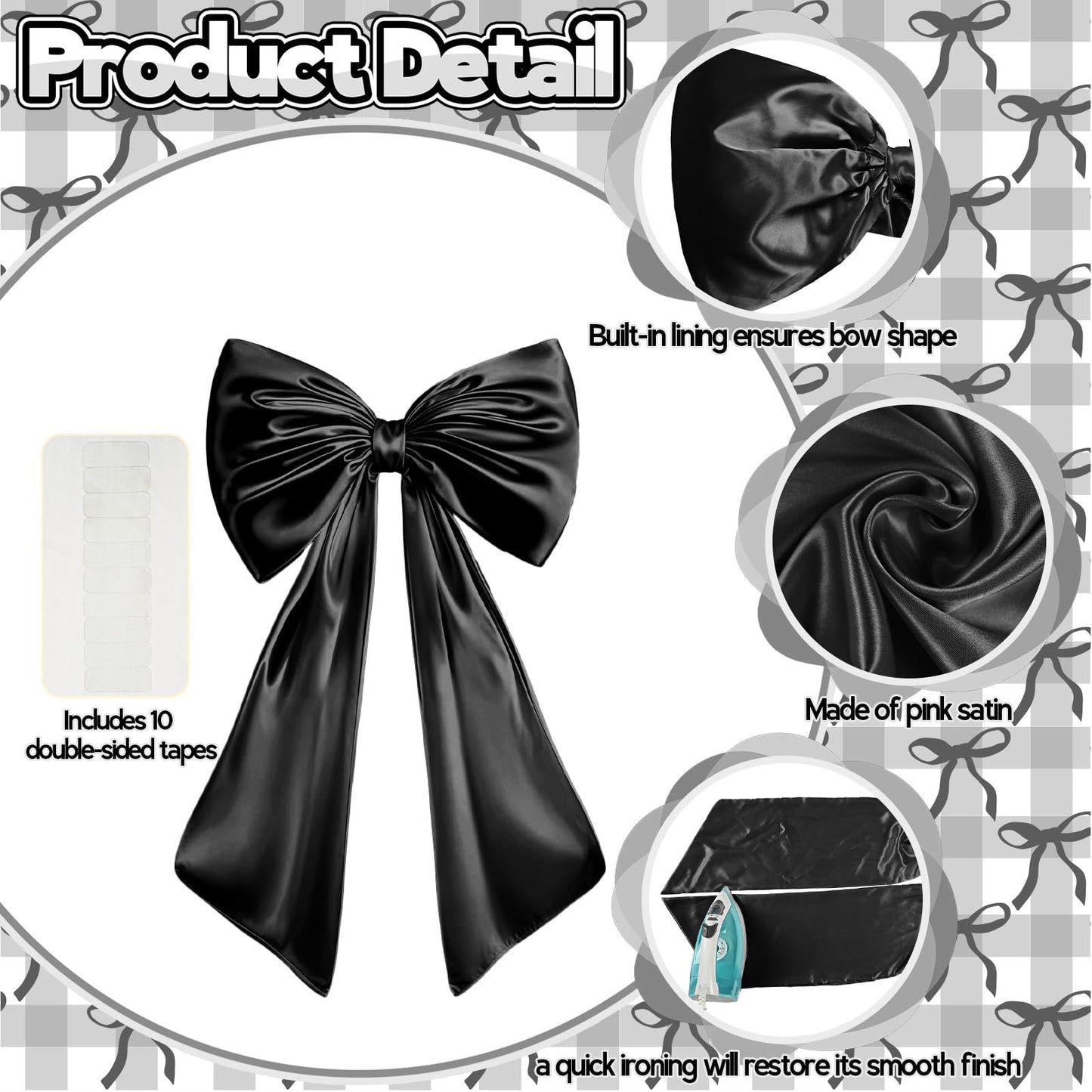 Froova Black Bow Decor, 40 x 24 Inches Large Big Black Bow Party
