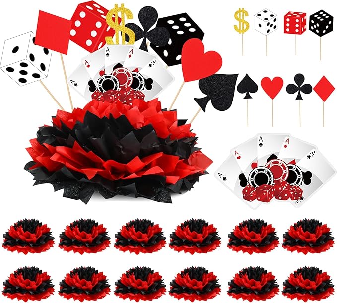 12 Sets Casino Themed Party Decorations Table Centerpieces Casino