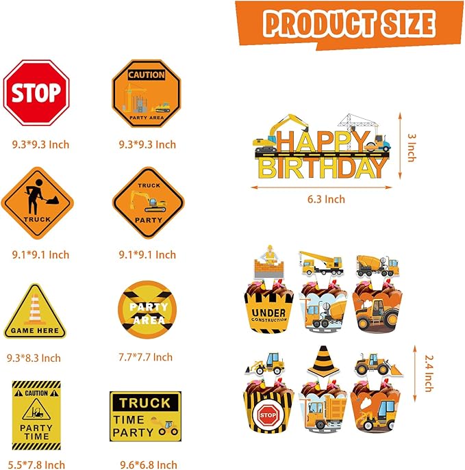 Construction Birthday Party Supplies 136 Pcs Dump Truck Party