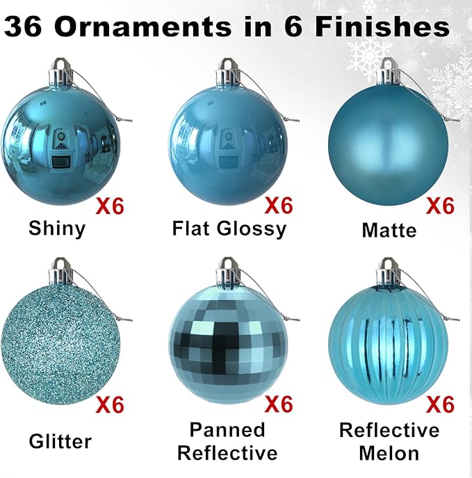 GameXcel Christmas Balls Ornaments for Xmas Tree - Shatterproof Christ