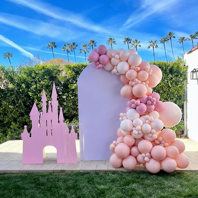 Dusty Pink Nude Gold Balloons, 60Pcs 12Inch Pink Sand White Nude Gold