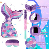 Mermaid Tail Pinata Glitter with Stick Blindfold Mermaid Birthday