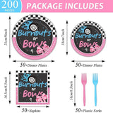 50 Guests Burnouts or Bows Gender Reveal Plates and Napkins Party
