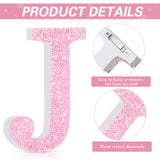 Qunclay Pink Crystal Diamond Letter Wall Decor, Glitter Wooden Bling