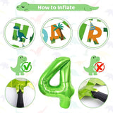 Dinosaur 4th Birthday Party Decorations for Boys Girls Foil Green