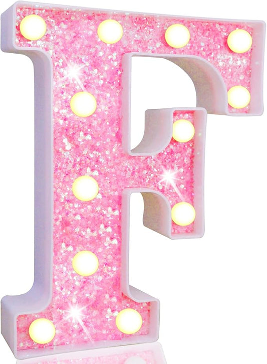 Pooqla LED Marquee Letter Lights, Light Up Pink Letters Glitter #15
