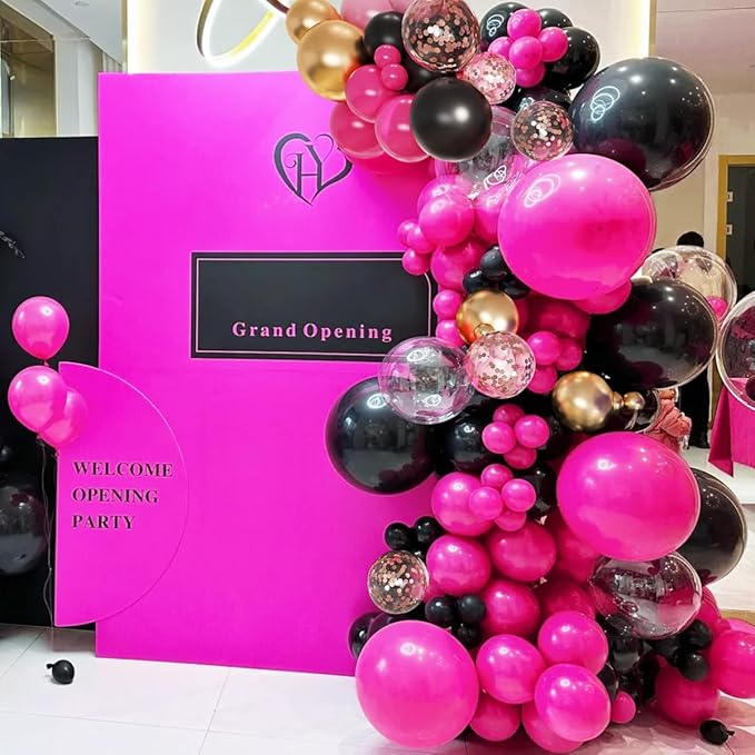 Red Black Gold Balloon Garland Arch Kit 156 Hot Pink Black Gold