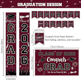 Maroon Themed Graduation Decorations Class of 2026 Congrats Grad