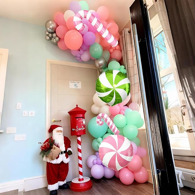 Christmas Balloon Garland Arch Kit Pastel Pink Purple Green Balloons