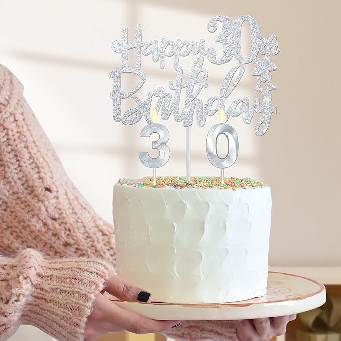 30th Birthday Decorations for Her Silver with 30th Birthday Sash and