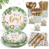 175Pcs Safari Baby Shower Decorations Plates Set Jungle Theme Zoo