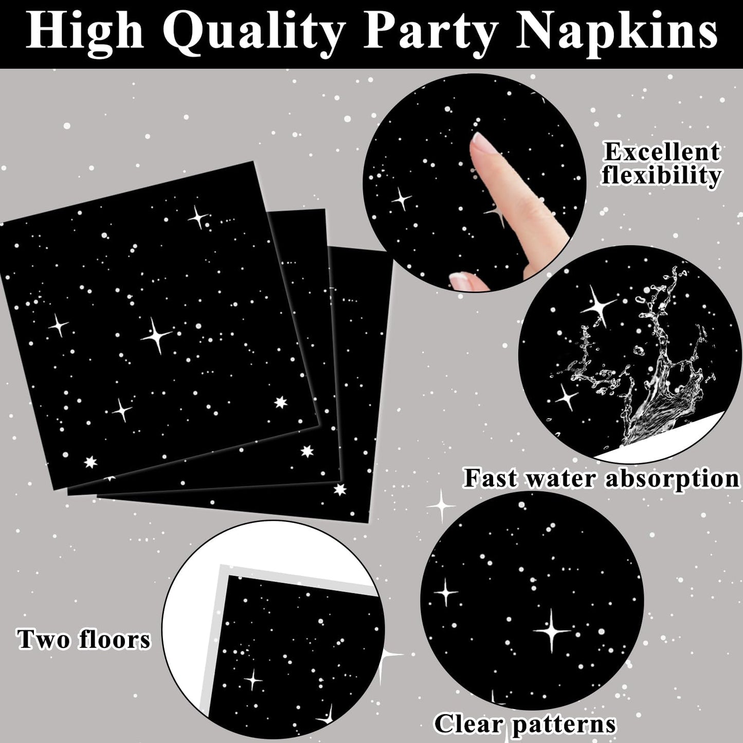 200Pcs Stars Birthday Party Decorations Galaxy Plates and