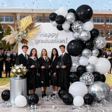 Zesliwy Black Silver Balloons Set,50pcs 12inch Metallic Silver Black