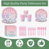 168 Pcs Mermaid Birthday Party Decorations Plates Set for 24 Guests