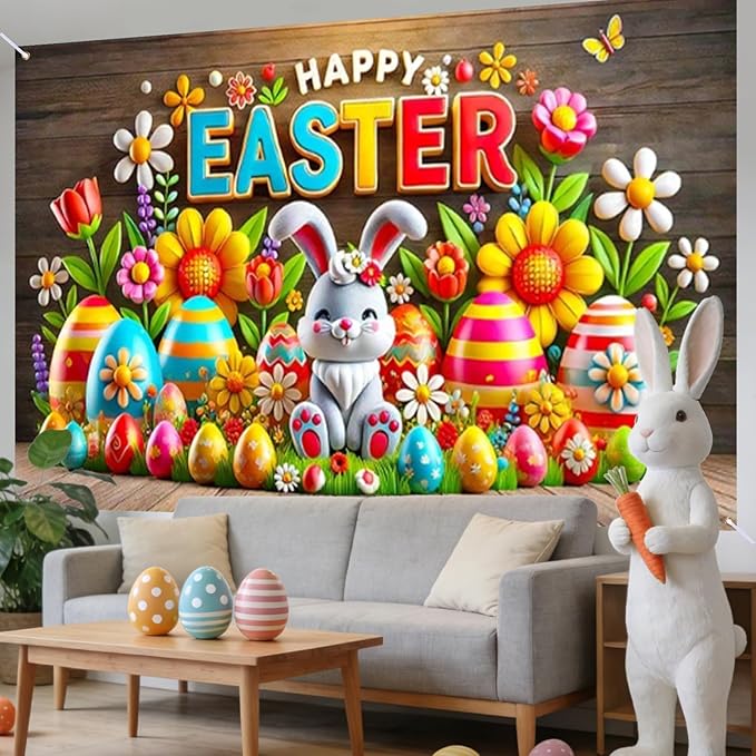 Easter Banner Polyester 43x70.86 Inches Banner Easter for Outdoor