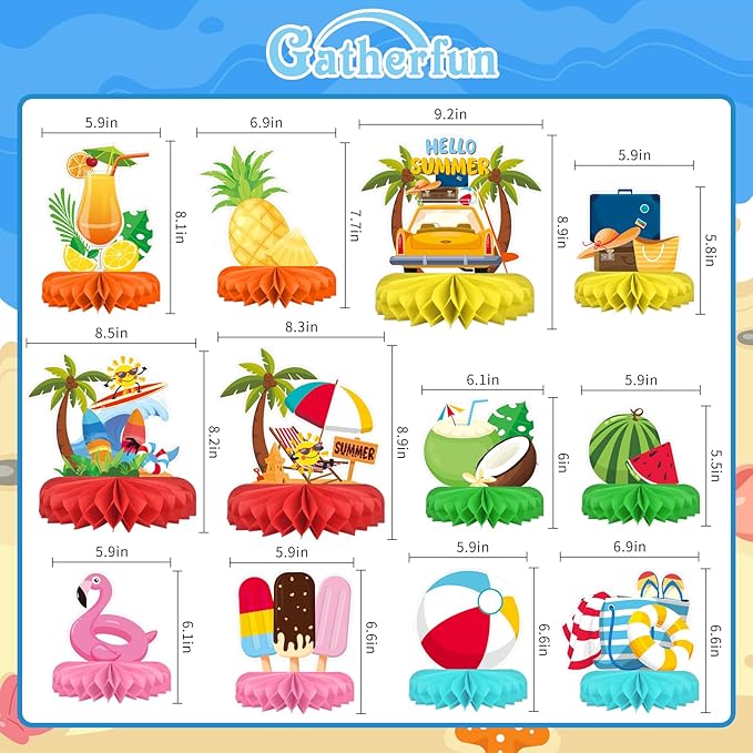 Beach Party Decorations Kit Beach Themed Honeycomb Centerpieces and