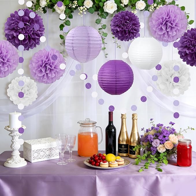 14 Pcs Purple Birthday Decorations for Women - Lavender & Lilac