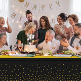 1Pcs Black and Gold Tablecloth Party Decorations,Plastic Black Table