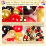153Pcs Red and Black Gold Balloons Garland Arch Kit 18 12 10 5 inch