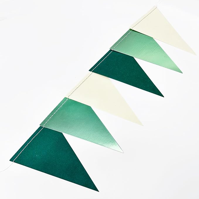 Sage Green Decorations Hanging Paper Pennant Banner Flag Green Beige