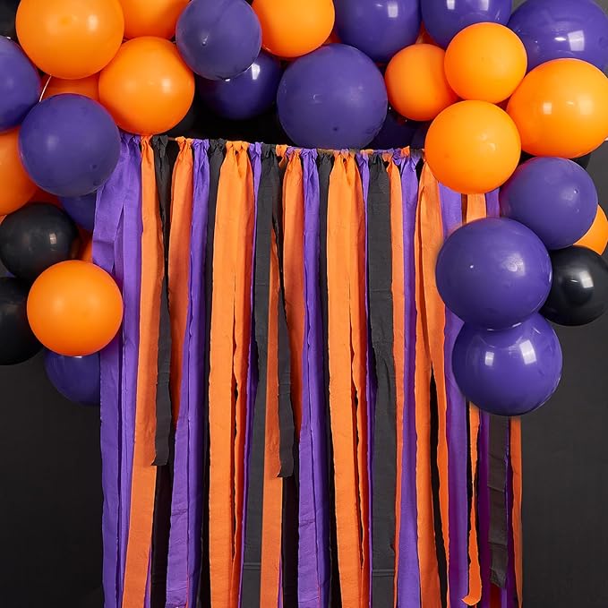 PartyWoo Purple Crepe Paper Streamers 4pcs 328ft Pack of Dark Purple