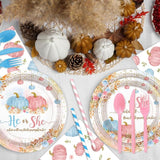 194 PCS Pumpkin Gender Reveal Decorations Pumpkin Paper Plates Cups