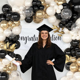 Amandir 173Pcs Black Pearl White Gold Balloons Arch Garland Kit,