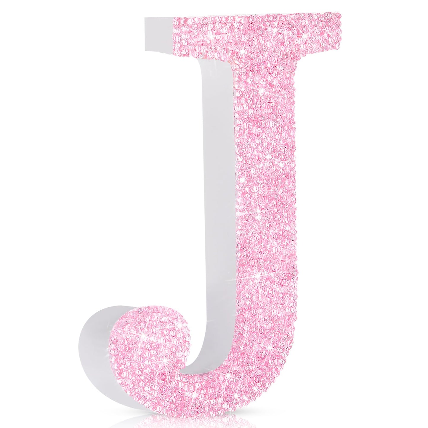 Qunclay Pink Crystal Diamond Letter Wall Decor, Glitter Wooden Bling