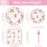 Fairy Birthday Party Supplies Tableware - 96PCS Butterfly Flower