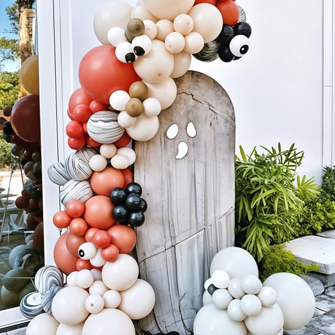 Halloween Balloon Arch Garland Kit Black Retro Orange White Black