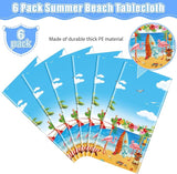 6 Pack Summer Beach Plastic Tablecloth Party Decorations, Disposable