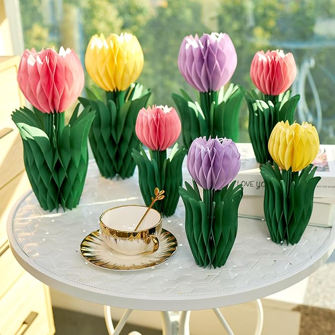PAPER JAZZ Tulip Paper Flower Centerpieces for Table Spring Party