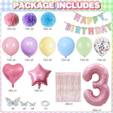 Pastel 3rd Birthday Party Decorations for Girls Number 3 Balloon