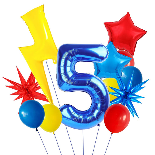 Cartoon Hedgehog Birthday Decorations, Blue 5 Balloon Number 40 inch