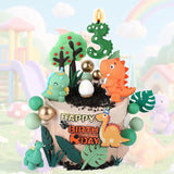 Dinosaur Cake Decorations Set with Dinosaur Leaves Grasses Cake