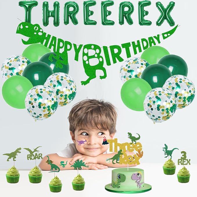Three Rex Birthday Party Decorations Boy Dinosaur 3rd Birthday