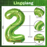 Green 2 Balloons, 40 Inch Giant Helium Foil Number 0-9 Green Birthday