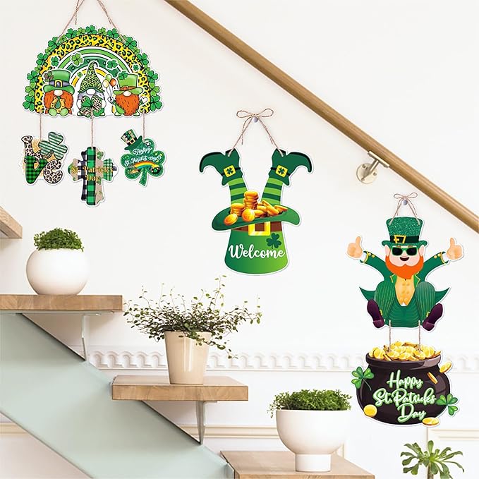 St Patricks Day Decorations Front Door Hanger Decor 5pcs Green Saint