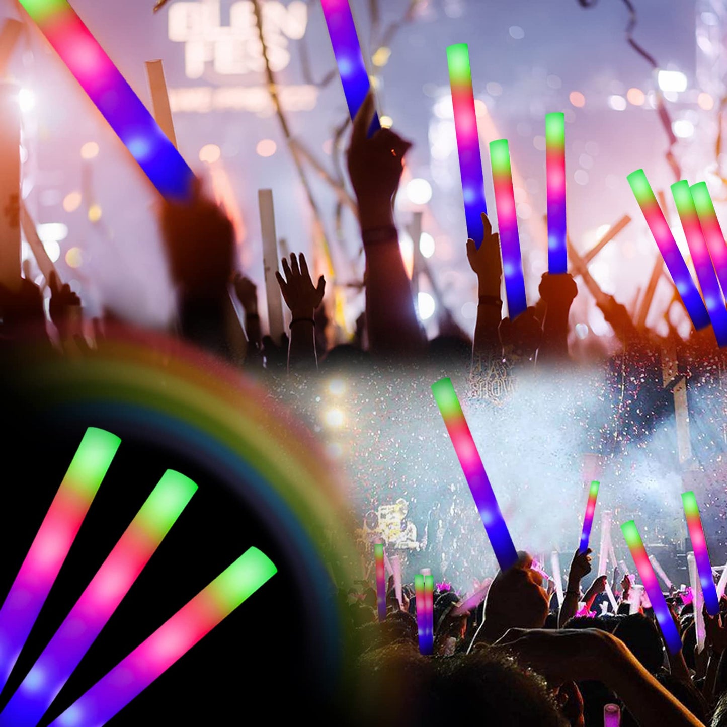 ColorHome Foam Glow Sticks-192 PCS Light up Sticks Party Favor Glow in